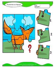 Puzzle Kes Yapıştır Çalışma Sayfaları